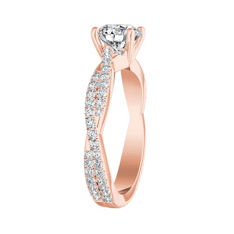 Auriya 1 1/2ct Twisted Moissanite and 1/2ctw Diamond Engagement Ring 14K Gold