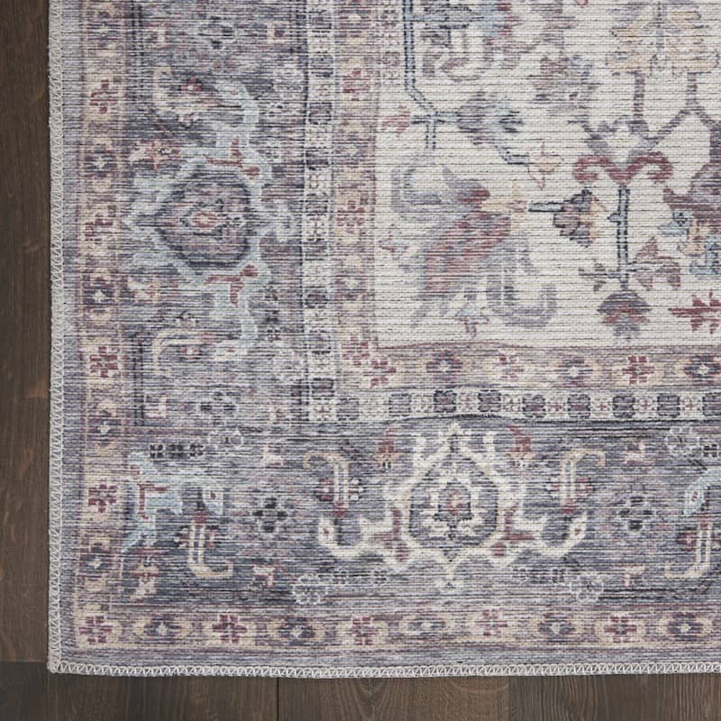 Quxo Power Loomed Distressed Floral Area Rug By HomeRoots - 10' Runner