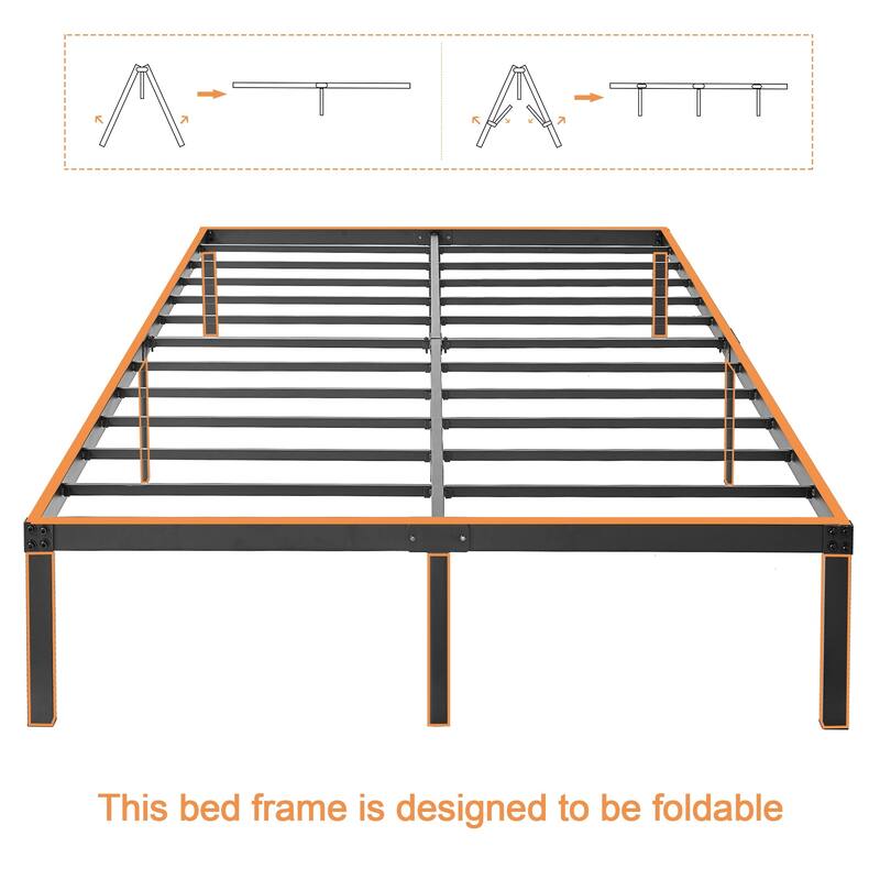 Javlergo 14/16/18 Inch Metal Platform Bed Frame, Heavy Duty Slat Support /No Box Spring Needed