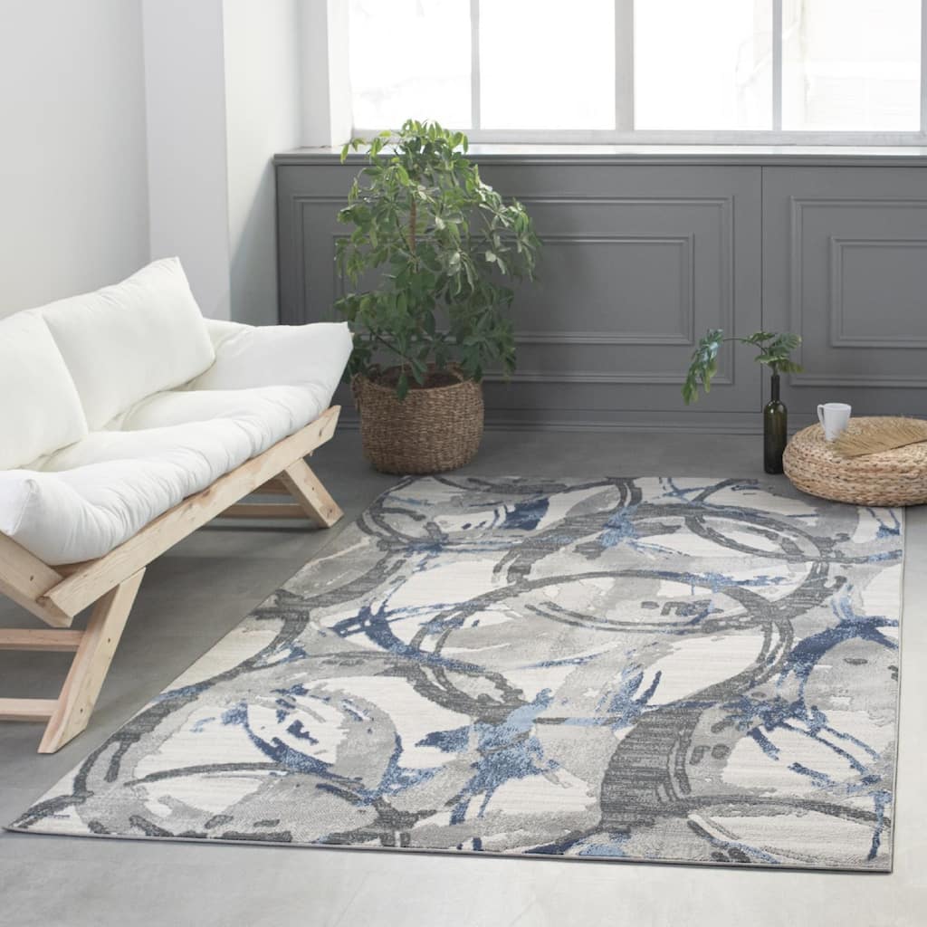 Lela Collection Geometric Circles Polyester Rug
