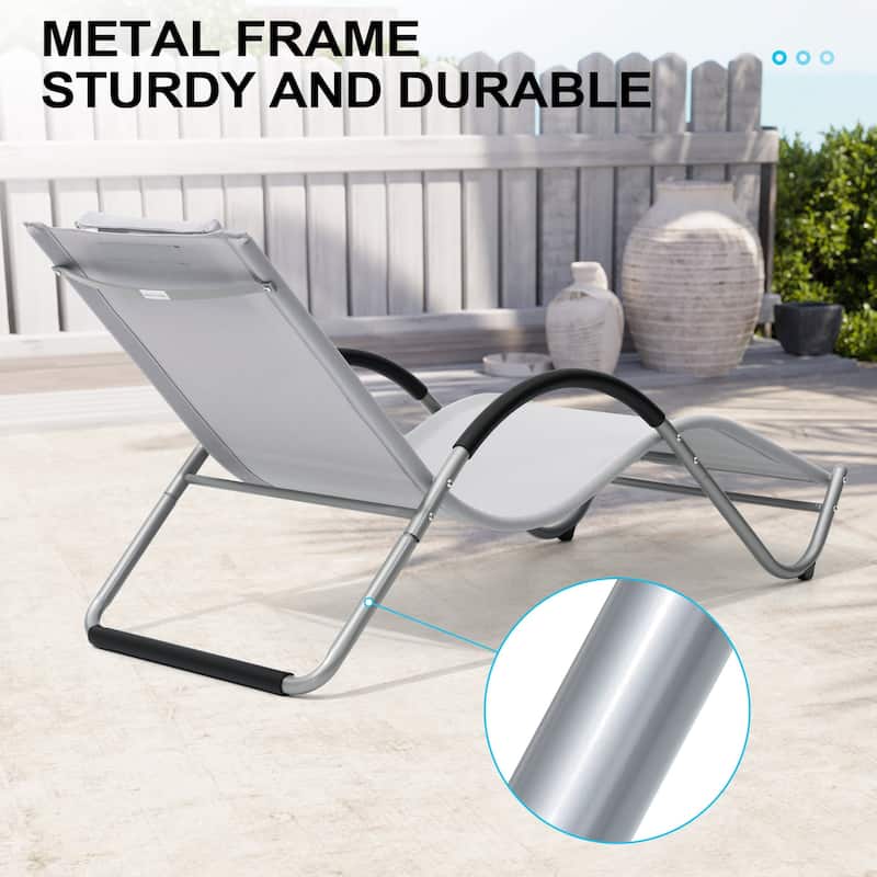 Outdoor Patio Lounger Chaise Lounges Curved Sunbathing Pool Recliner Chair
