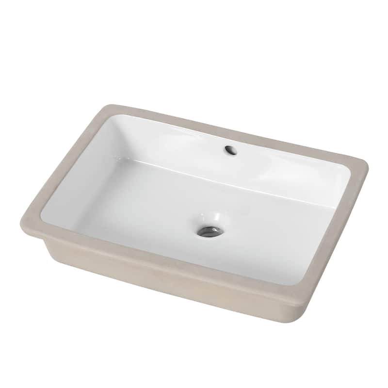Fine Fixtures Undermount Vessel Bathroom Sink - 16" x 11" - White