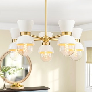 5-Light Modern Linear Sputnik Bowl Cluster Island Light Globe Ceramic Chandelier