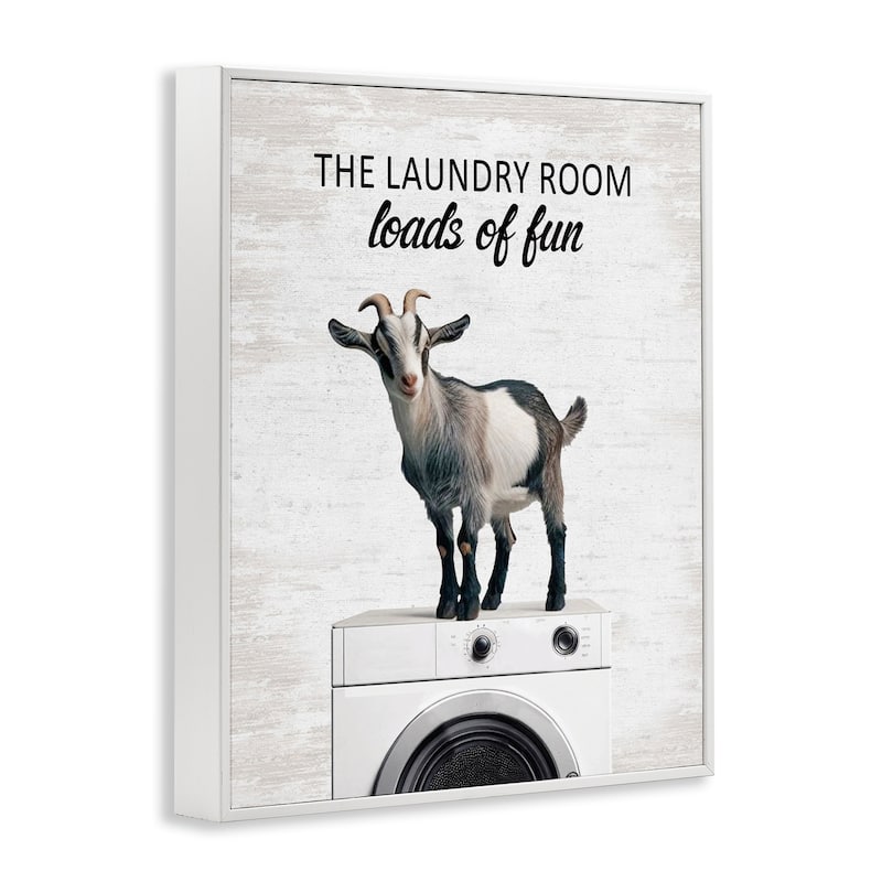Stupell Loads of Fun Laundry Goat Framed Giclee Art Design By Lettered and Lined