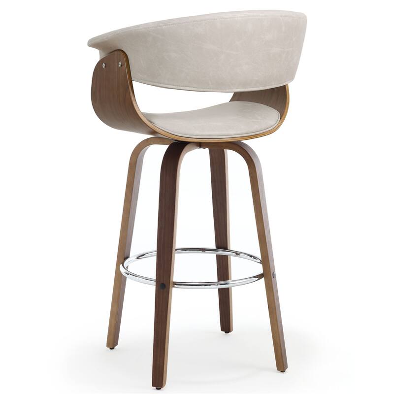 26"/29" Faux Leather Swivel Bar Stools, Wood Counter Stool