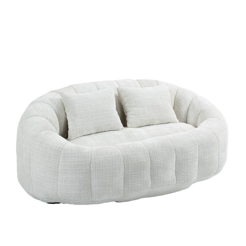 HOMEFUN Chenille Upholstered Durable Comfort Lounger High Back Bean Bag Loveseat Sofa