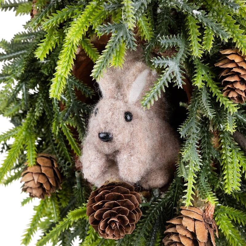 Frosted Tree with Squirrel and Pinecones Christmas Decoration - 12"