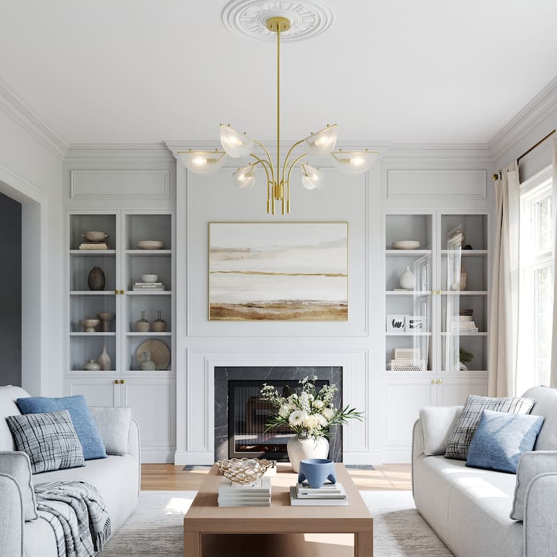 Acroma 6-Light Black Steel & Glass Dimmable Linear Chandelier