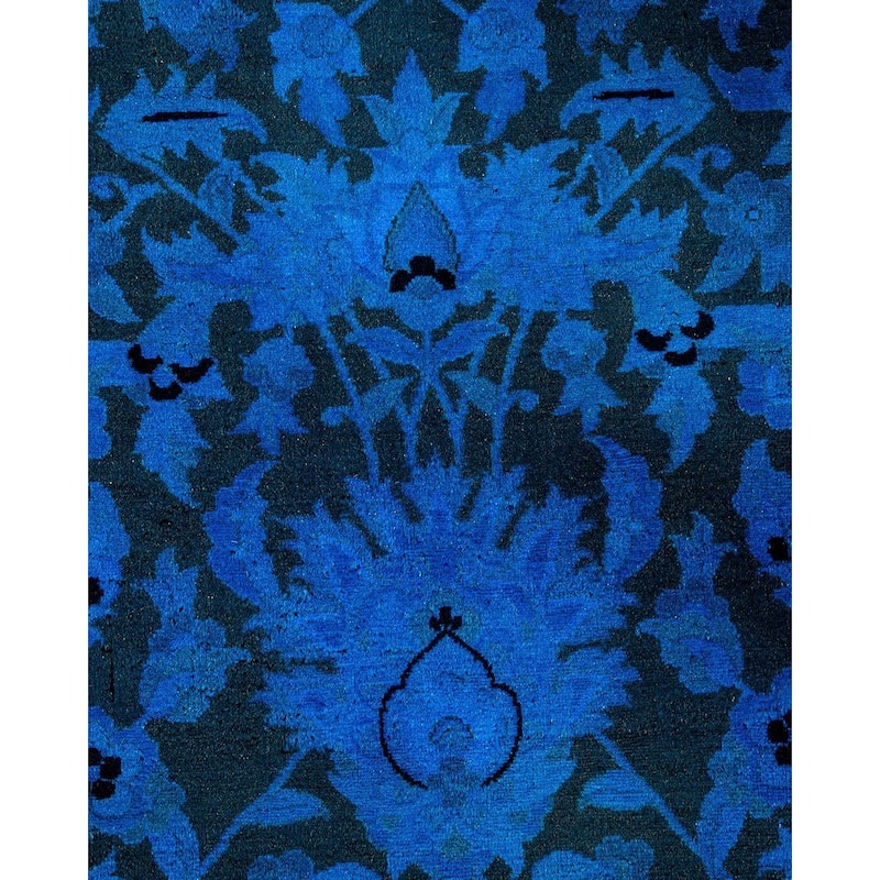 Overton Handknotted Wool Vintage Inspired Contemporary Overdyed Black Area Rug - 14' 10" x 12' 1"