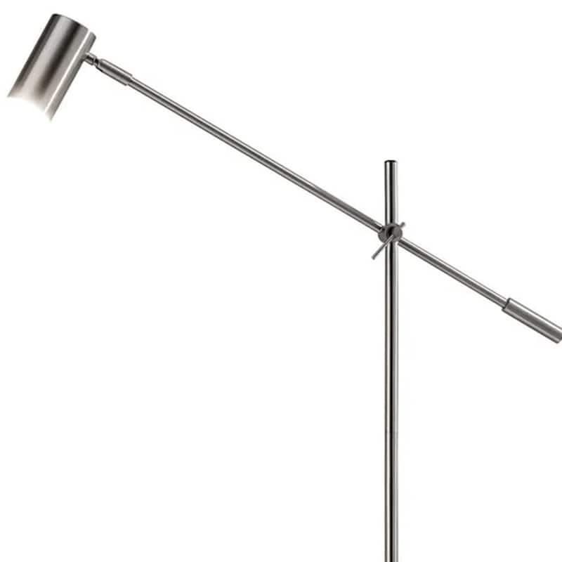 Brushed Steel Metal Floor Lamp Tilt Arm LED Task Light