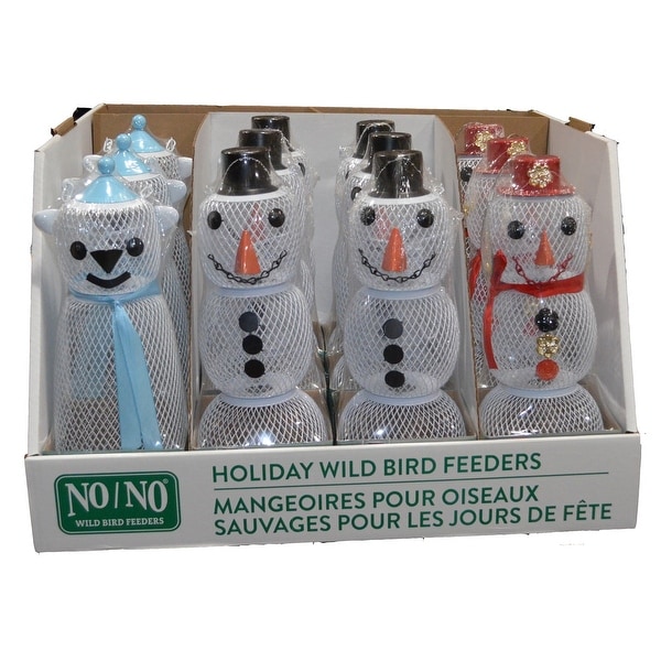 Set of 13 White Snowmen Holiday Wild Bird Feeders 24" - N/A