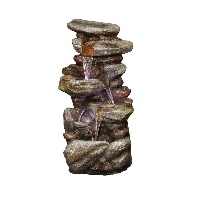 29.9" LED Lights Rock Water Fountain