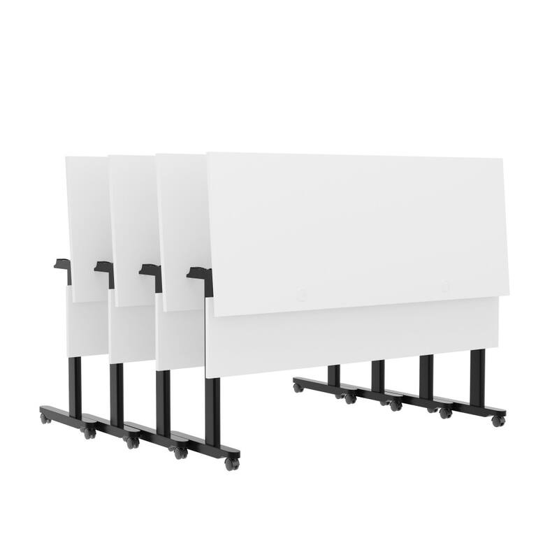 Commercial Nesting Flip Training Table with Steel Frame and T-Legs - 23.5"W x 60"D x 30"H