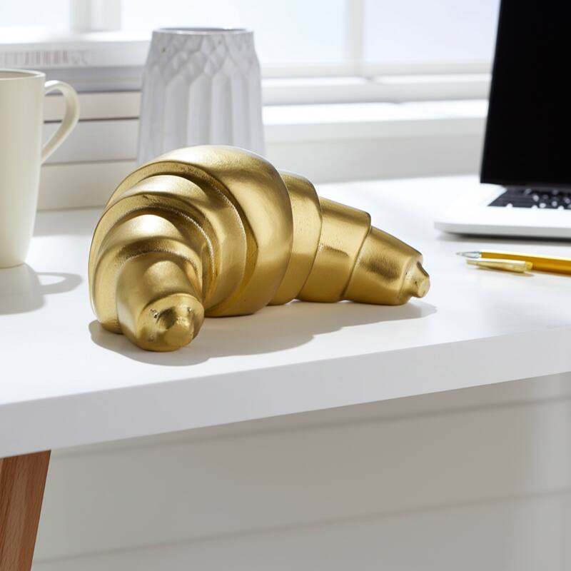 Metal Aluminum Croissant Decorative Object Modern Accent - 3" Gold - 6.75" x 4" x 3"