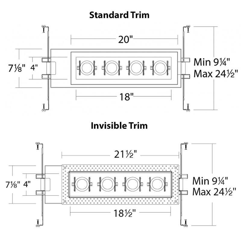 WAC Lighting Silo Multiples 4 Light 22"" Wide LED Square Adjustable