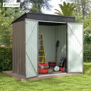 Patiowell 8' x 6' & 6' x 4' Outdoor Metal Storage Shed with Sloping Roof for Backyard Garden Patio Lawn