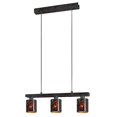 Eglo Troya Antique Brown Linear Pendant with Mosaic Glass