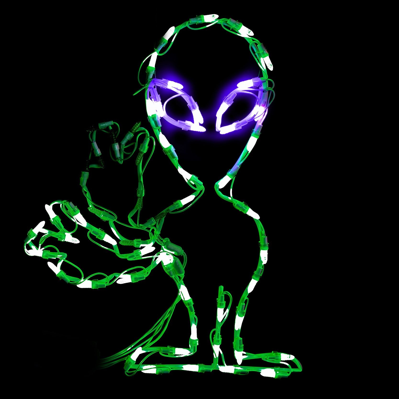 Halloween LED Alien Waving Peace Out 21in