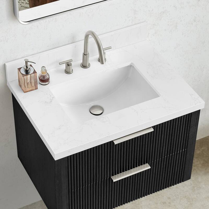 Jaen Composite Stone Vanity Top with White Rectangular Sink