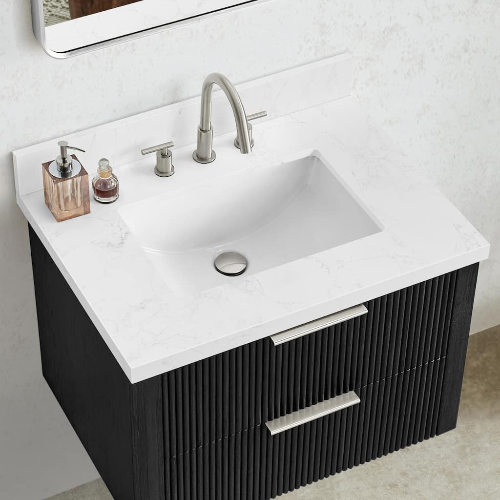Jaen Composite Stone Vanity Top with White Rectangular Sink