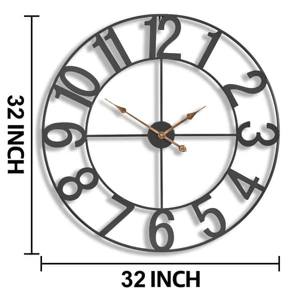 dimension image slide 1 of 4, Sorbus Large Wall Clock 32" - Battery Operated Analog Large Clock (Black)