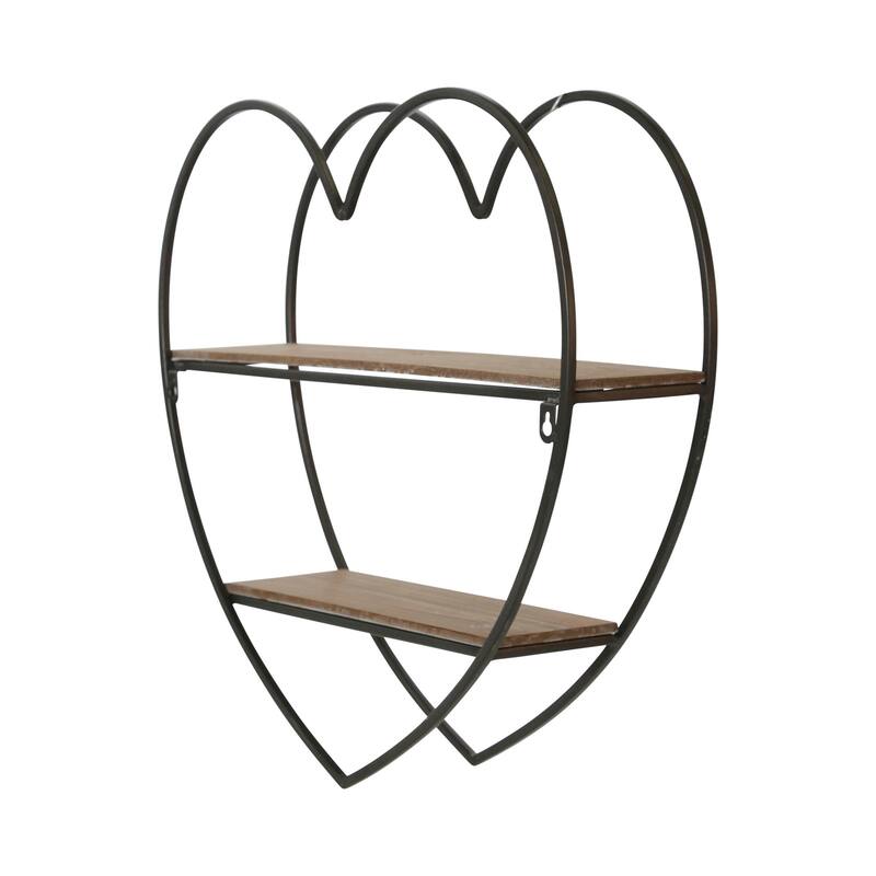 Sagebrook Home Two-tier Heart Shaped Metal Wall Shelf
