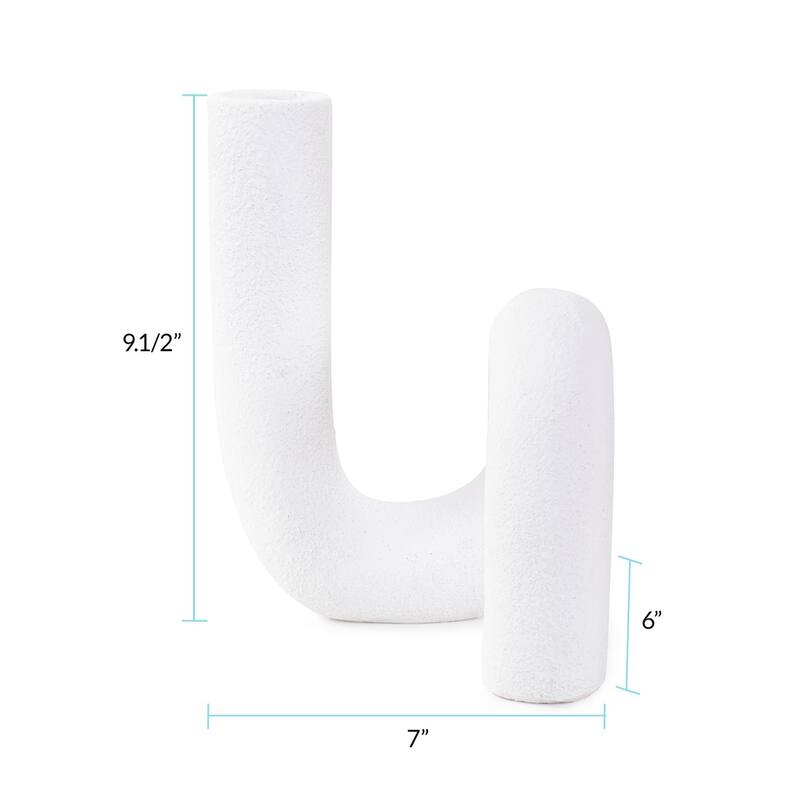 White Abstract Curved Tube Vase Tall