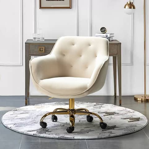 Home Swivel Tufted Office Chair with Armrests Upholstered and Adjustable Computer Desk Chair for Living Room Bedroom