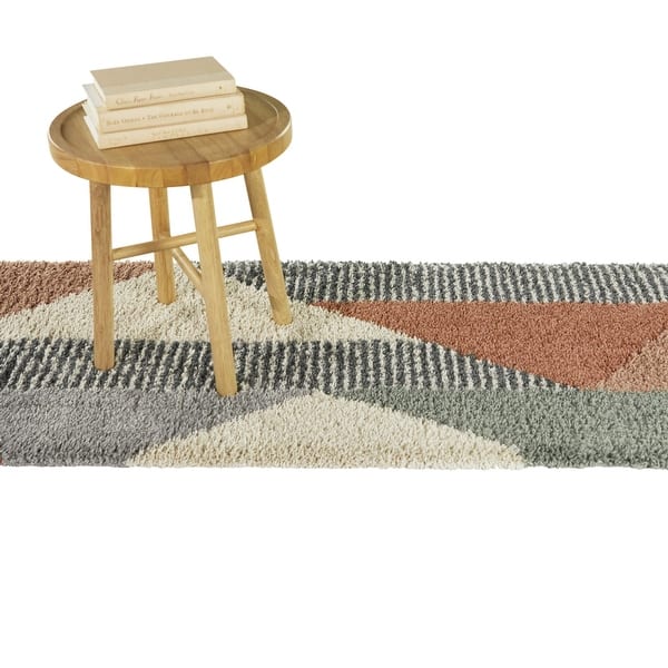 Merril Mid-century Modern Color Block Shag Area Rug - Bed Bath & Beyond ...