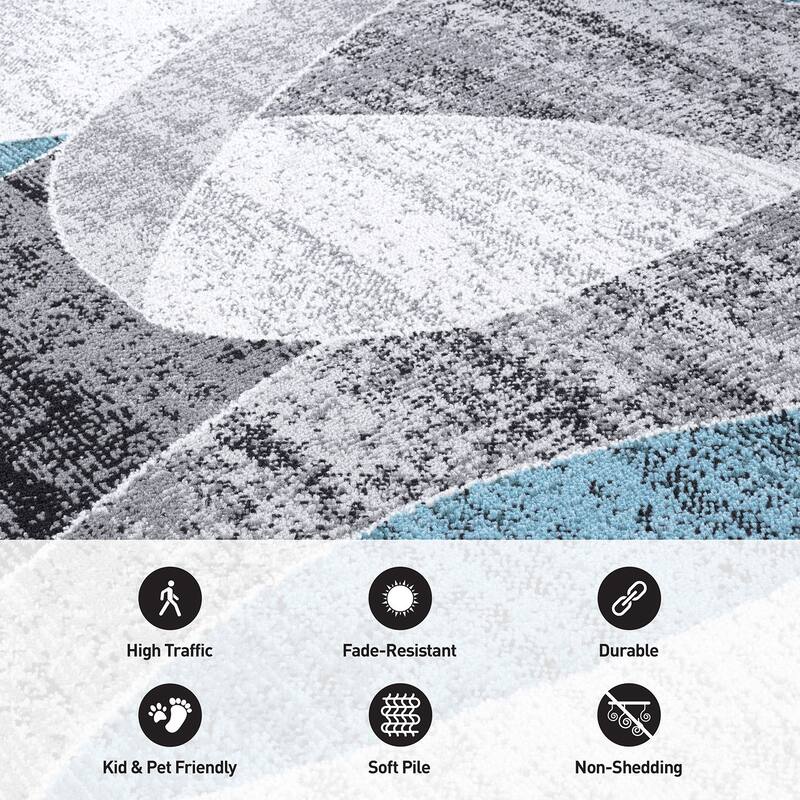 Contemporary Distressed Circle Area Rug