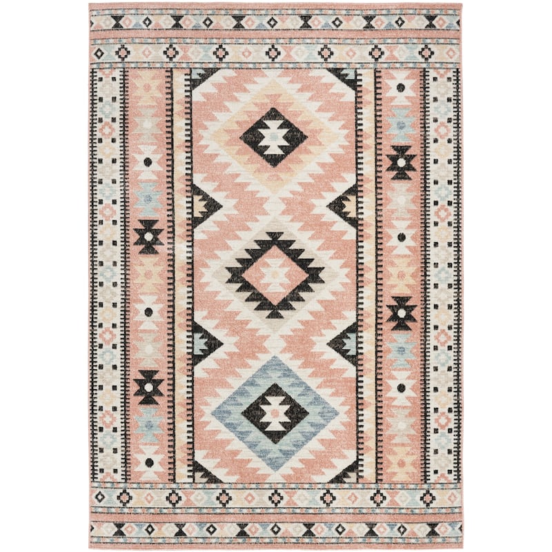 Nourison Washable Beauty Machine Washable Indoor only Multicolored Geometric Area Rug