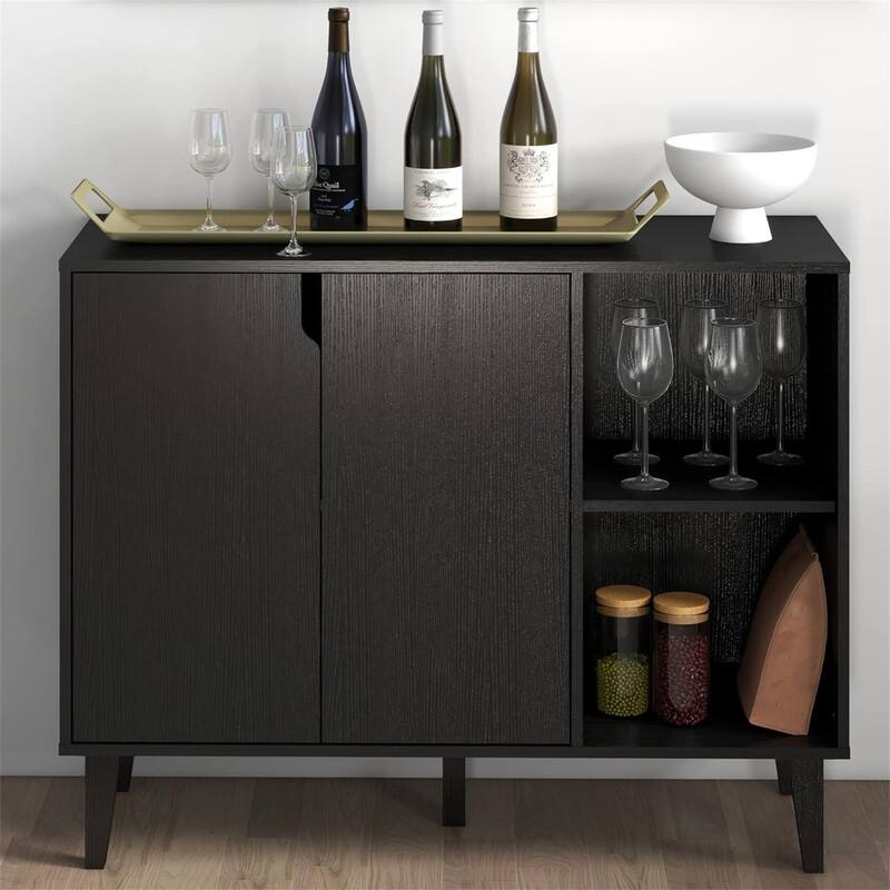 Sideboard Buffet Serving Cabinet - 14.96"D x 67.83"W x 32.48"H - 14.96"D x 67.83"W x 32.48"H - black