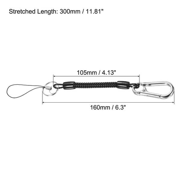 Retractable Coil Spring Keychains with Big Ring 2 Pack Plastic Bed