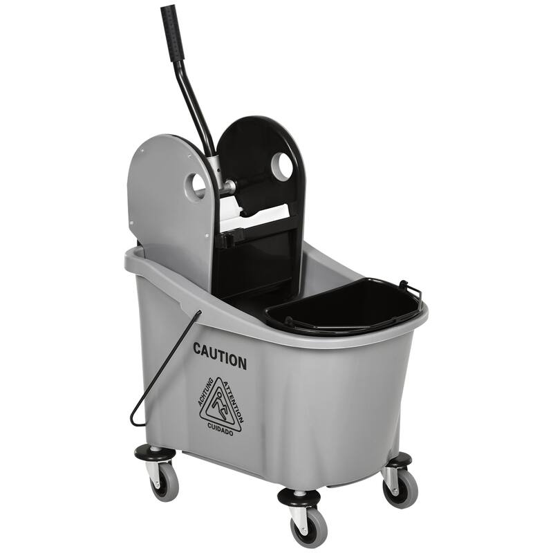 Mop Bucket with Wringer Cleaning Cart - Grey