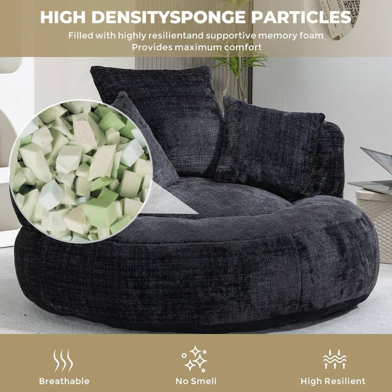 Durable Lazy Sofa Comfort Lounger, High Back Bean Bag Couch with 3 Pillows