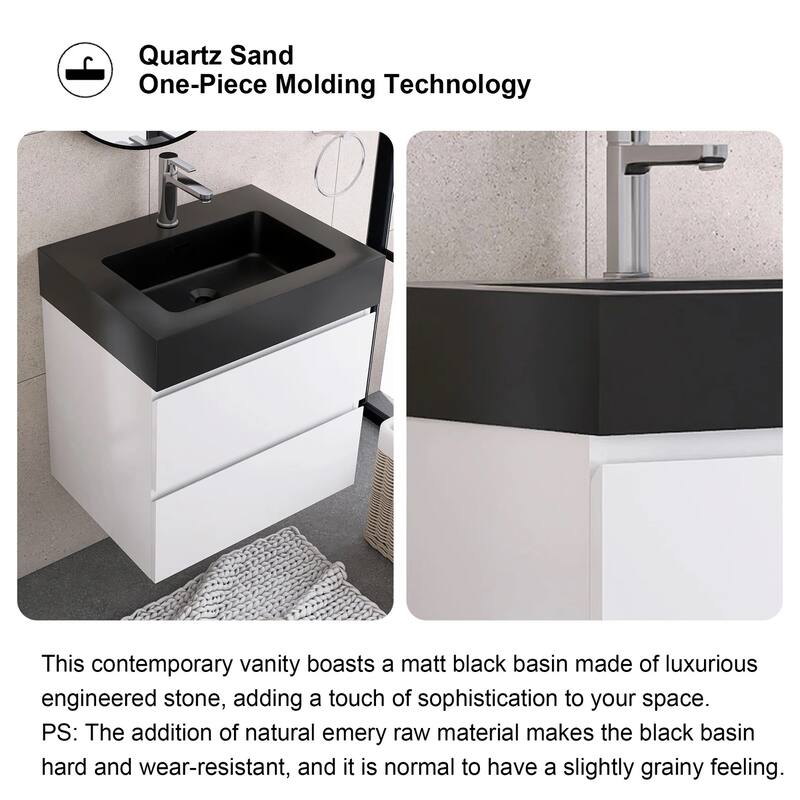 Single Sink Floating Bath Vanity in with Solid Surface Top