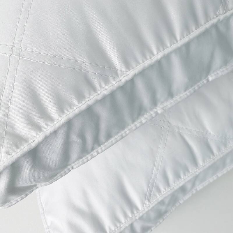 Set of 2 Medium Goose Feather Bed Pillows with Soft Microfiber Cover - White