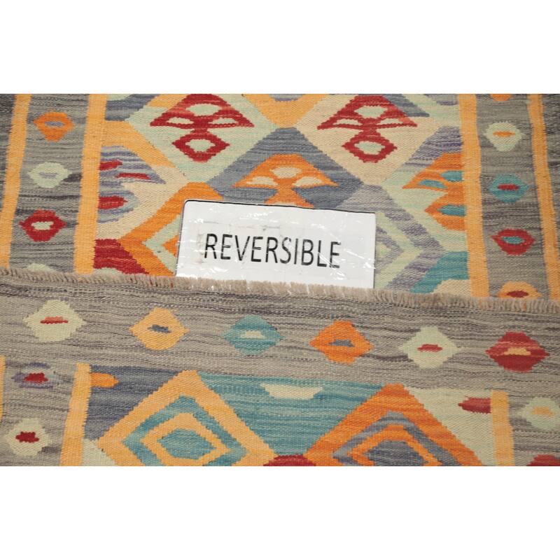 Hand Woven Oriental 100% Wool Carpet Southwestern Tribal Multi-Colored Kilim Runner Rug - 9' 0'' X 2' 6''