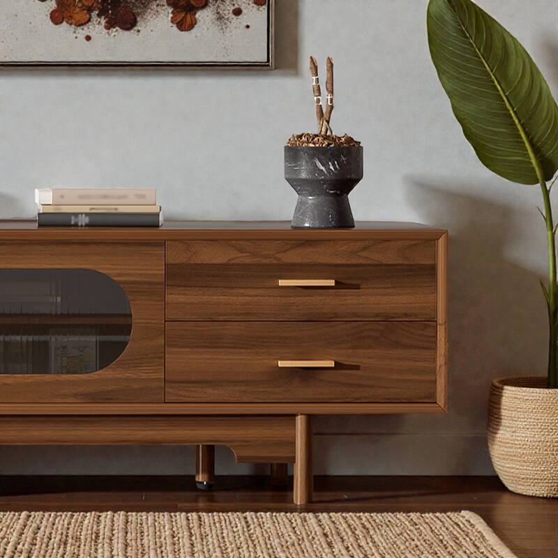 78" Modern TV Stand for TVs Up to 85", Fluted Glass Door Entertainment Center with Solid Wood Legs & Drawers