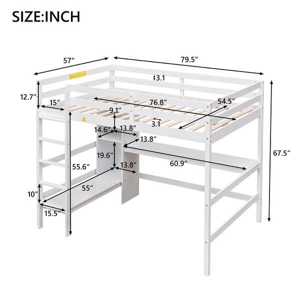 Full Size Loft Bed with Multifunction Shelves and Under-bed Desk - Bed ...