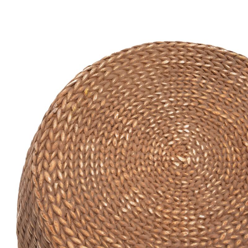 Christopher Knight Home - Elysia Patio Magnesium Oxide Drum Side Table with Durable Straw Weave Texture
