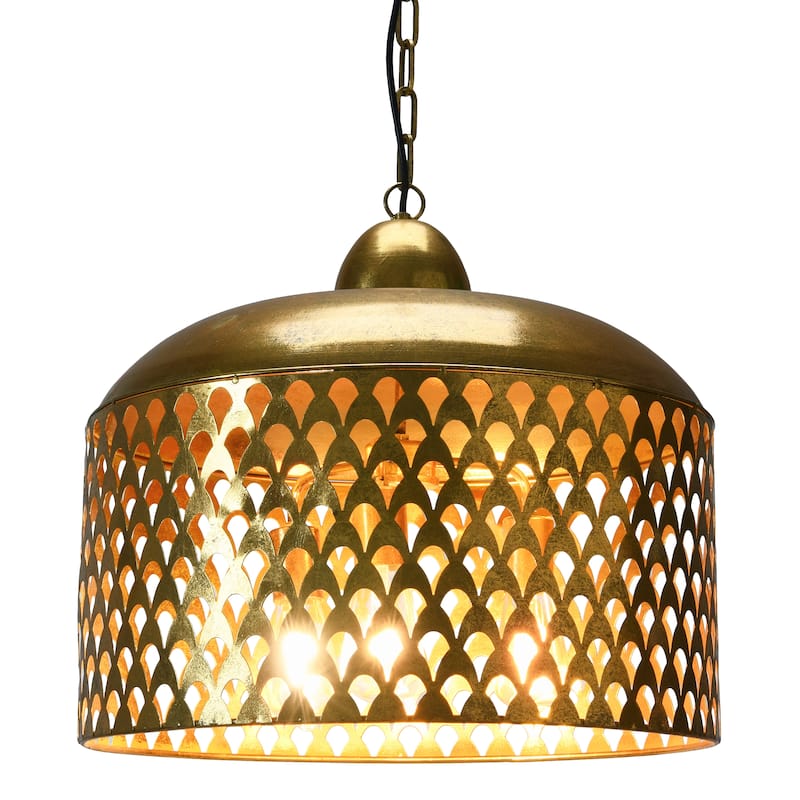 Metal Chandelier with Brushed Gold Finish