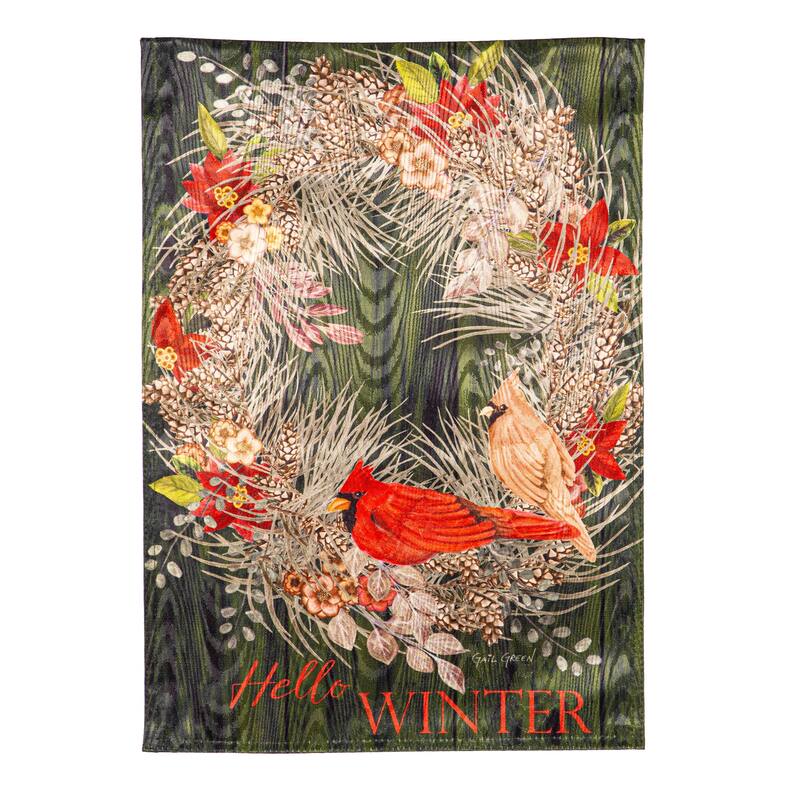 12.5 in. x 18 in. Hello Winter Moire Garden Flag - Multicolor - 12.5 in x 18 in