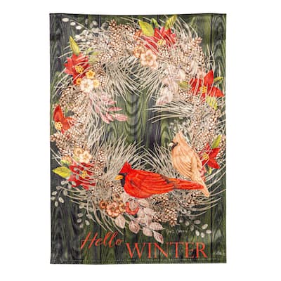 12.5 in. x 18 in. Hello Winter Moire Garden Flag - Multicolor - 12.5 in x 18 in