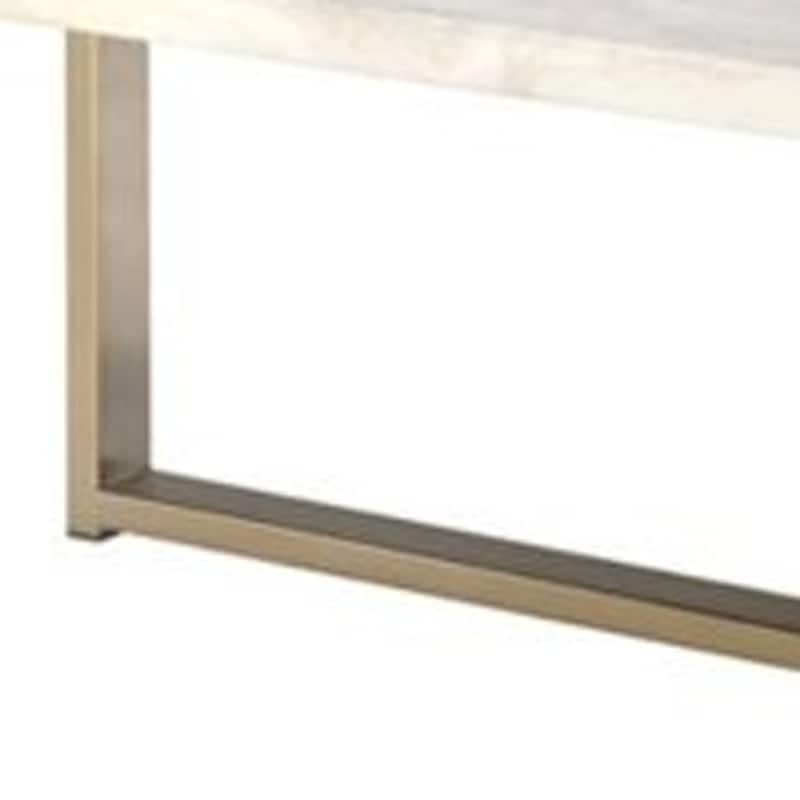 43 Inch White and Gold Faux Marble Coffee Table with Iron Frame - 43” x 26” x 18”