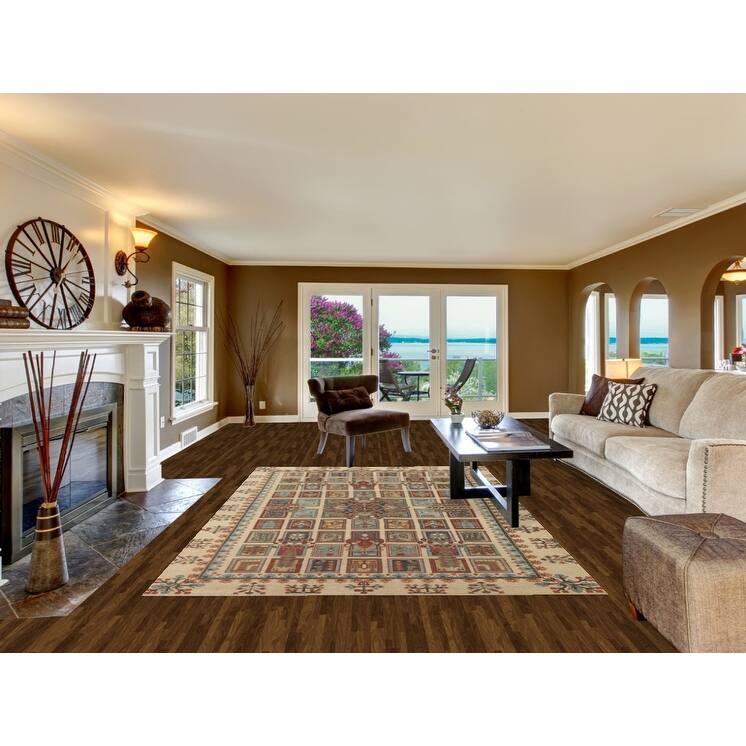 Garden Design Kazak Oriental Area Rug Handmade Wool Carpet - 6'7" x 10'1"