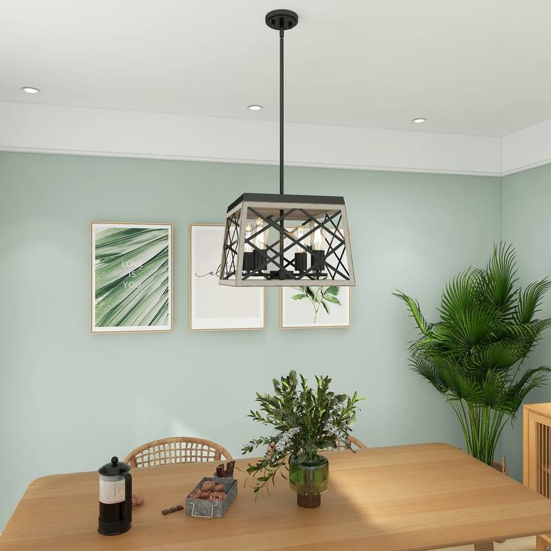 Industrial Modern 4 Light Geometric Pendant Hanging Light