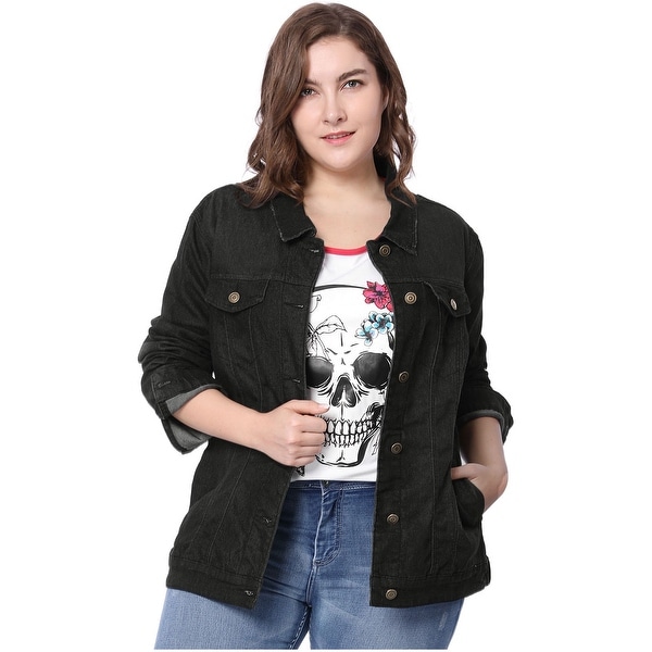 plus size black denim jacket