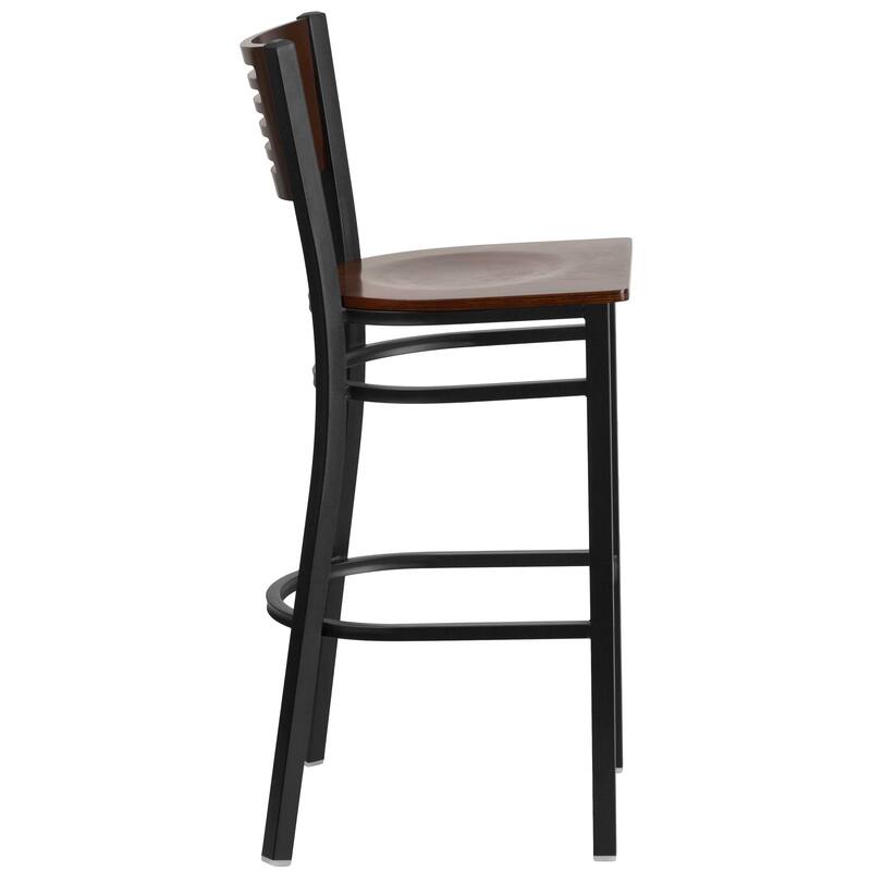 2 Pk. Hercules Series Decorative Slat Back Metal Restaurant Barstool - 19.75"W x 20"D x 43"H - 19.75"W x 20"D x 43"H