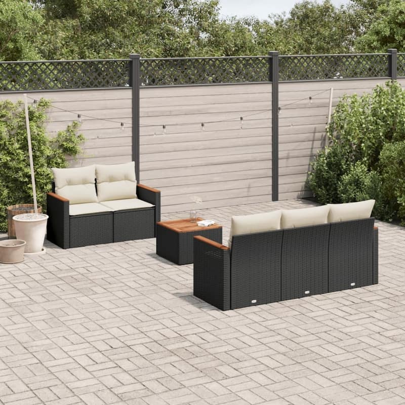 vidaXL Garden Sofa Set Black, Cream White - 21.7 x 21.7 x 14.6 in